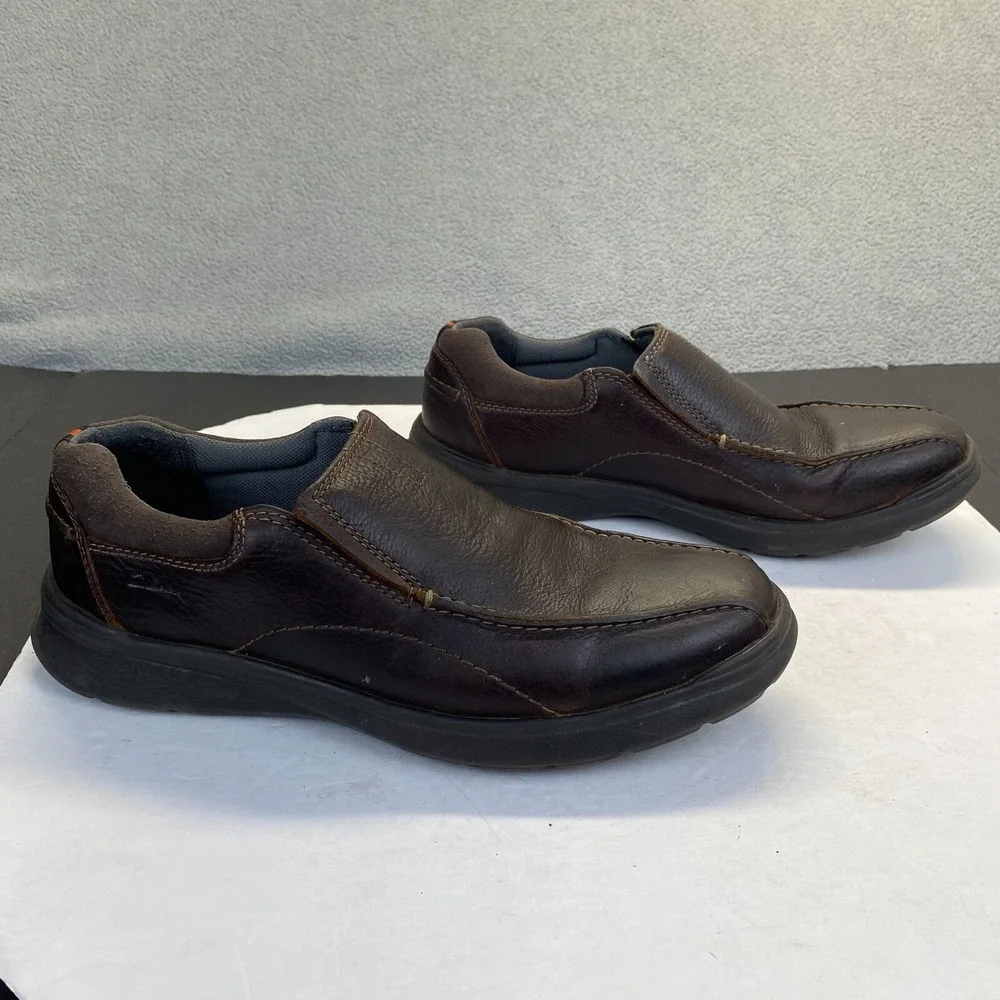 Clarks Cottrell Free Slip On‎ Sneakers Mens 10.5 M Brown Leather Casual Shoes
